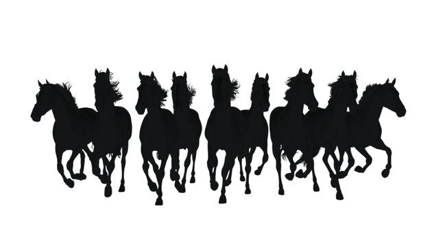 Horse herd galloping in a wide horizontal arrangement creates a powerful sense of motion and untamed energy, providing a perfect backdrop for projects focused on strength and spirited natural beauty.