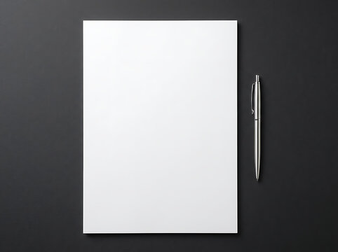 Blank A4 letterhead paper mockup on office desk with pen