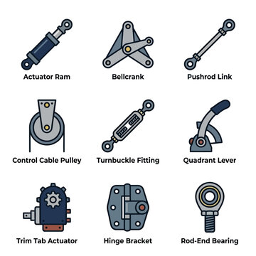 Collection of mechanical engineering components and hardware for industrial applications.