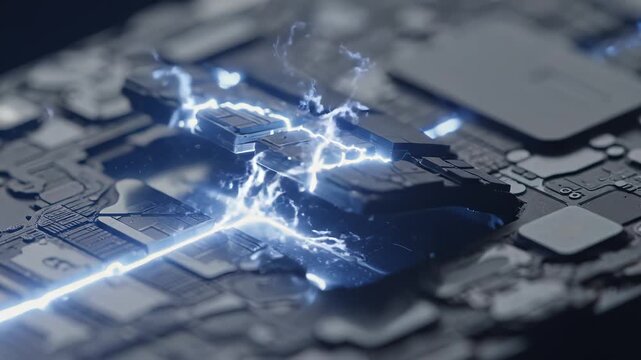 Closeup of wet electronic circuit board ideal for tech startups and software commercial themes