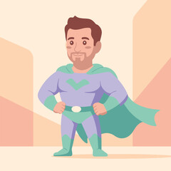 Smiling superhero man in purple and green costume © Anjona