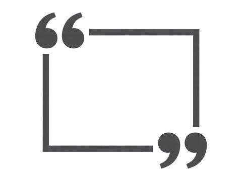 Quotation mark symbol forming a frame for text on a white background