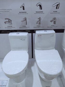 TOTO ecoflush, brands of new toilet bowl displays in store of home product and building construction