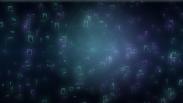 Abstract digital background with floating glowing blue rectangles