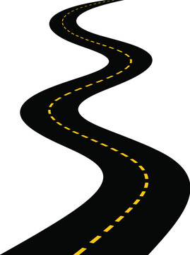 Curved winding road with yellow lines
