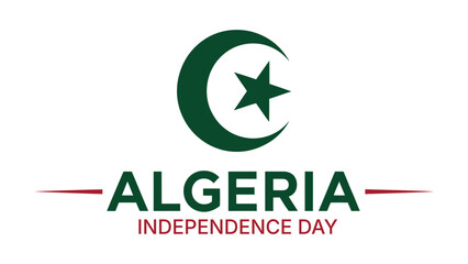 Fototapeta premium algeria independence day banner with crescent and star national symbol patriotic celebration design isolated on white background vector