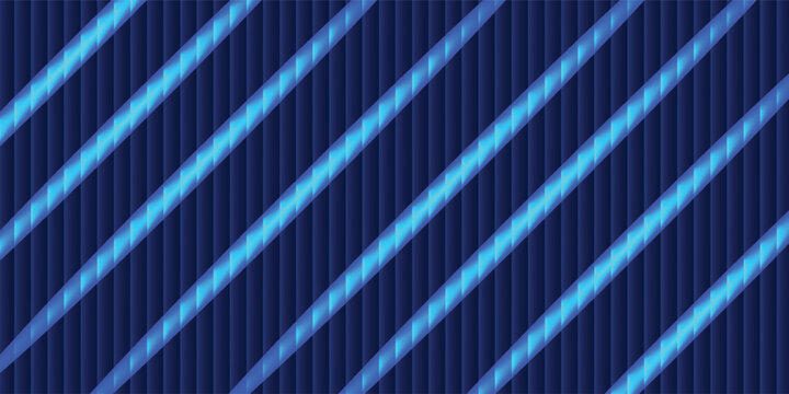 Dynamic abstract digital pattern featuring glowing blue diagonal lines on a dark ribbed background, creating a modern futuristic design with energetic visual effects