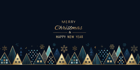 merry christmas greeting card with festive houses © prince