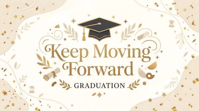 Keep moving forward graduation motivational illustration