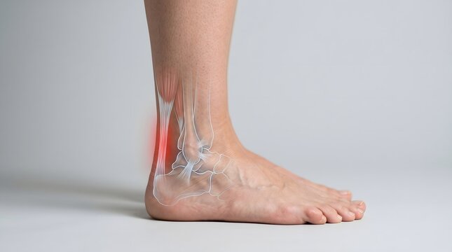 Achilles Tendon Inflammation and Ankle Pain Medical Anatomy Illustration