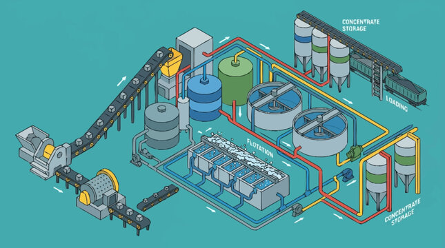 Industrial manufacturing process flow diagram.