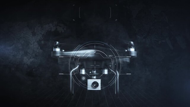 Drone flying with augmented reality digital interface overlay