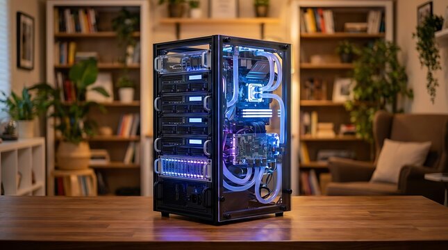 Custom high-performance gaming computer with liquid cooling