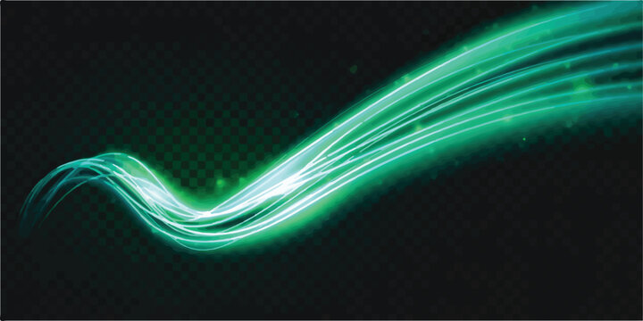 Abstract glowing teal light trails motion background with abstract particles background futuristic velocity illumination