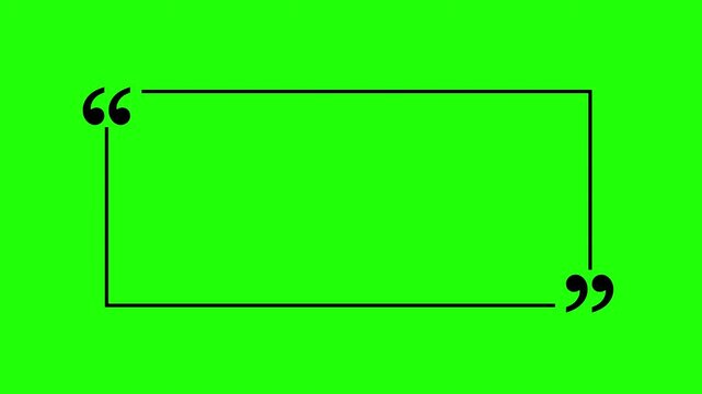 Rectangle box with quotation marks animation on transparent background. Rectangle doodle frames with quote .Doodle frames with quotation marks, animation with Alpha Channel in 4K