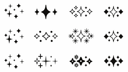 Obraz premium star and sparkle icons vector illustration black