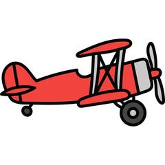 Cute Red Biplane Cartoon Illustration © Gisella