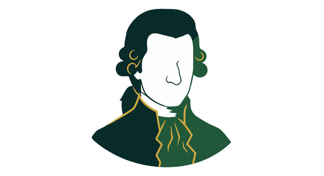 Illustrated Historical Gentleman Portrait With Cravat Detail.