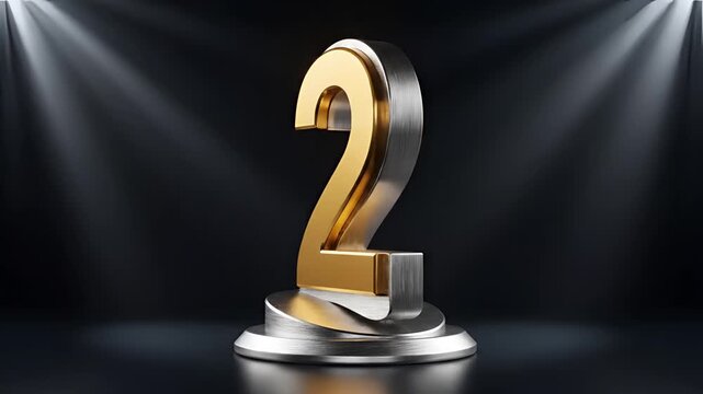 Golden Number Two Trophy Awarded Under Spotlights.