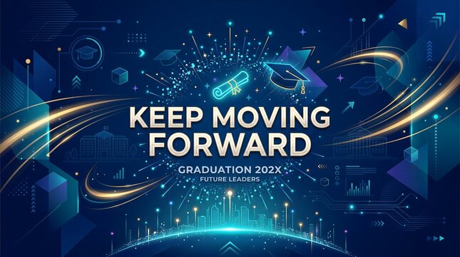 Keep moving forward graduation celebration background design