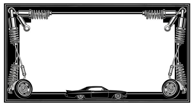 Vintage Car Frame Design with Suspension Elements.
