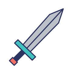 Obraz premium Minimalist flat vector icon of a sharp steel sword.