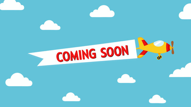 airplane towing banner in cartoon style yellow