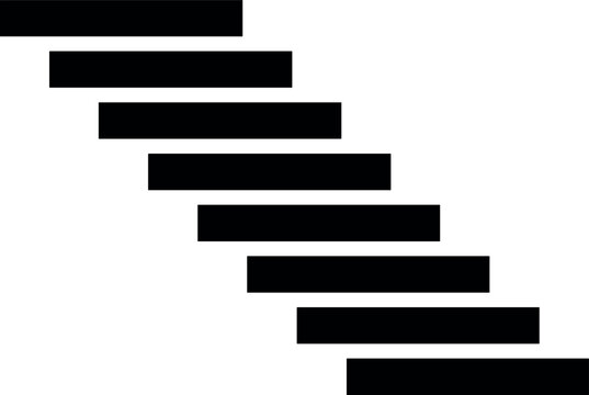 Minimalist Black Diagonal Stairs Graphic Vector Illustration Representing Career Growth, Step Progress, Conceptual Architecture, Levels Hierarchy, Business Success, and Creative Corporate Logo Design 