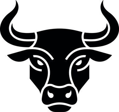 Stylized bull head vector logo mascot black and white taurus zodiac sign icon emblem isolated designStylized bull head vector logo mascot black and white taurus zodiac sign icon emblem isolated design