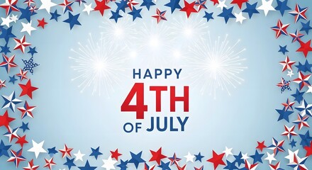 Obraz premium Festive 4th of july celebrating independent day with patriotic fireworks and star spangled banner design
