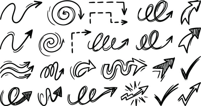 hand drawn arrows on white background directional