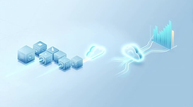Digital Cloud Computing Concept with Data Visualization Elements