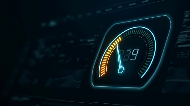 Digital Speedometer Display with Illuminated Gauge