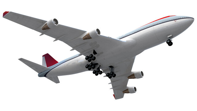 airplane flying in sky taking off scene isolated on transparent background, traveling concept