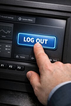 A person presses the log out button on a car door, a common action for drivers to end their journey