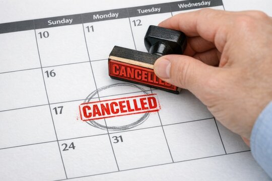 A cancelled stamp on a calendar, perfect for use in documents or as a design element
