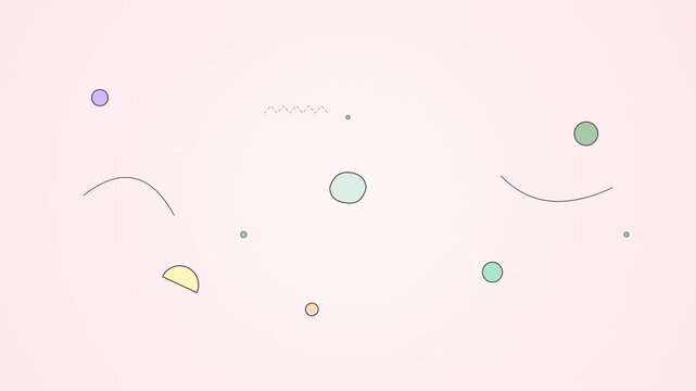Abstract animated motion background with colorful circles and lines for digital design and creative projects.