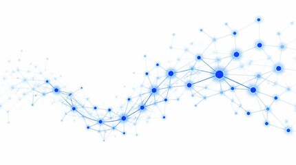 Fototapeta premium Abstract blue network connection wave on white background representing big data and technology.
