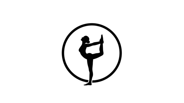 yoga pose silhouette in circle.