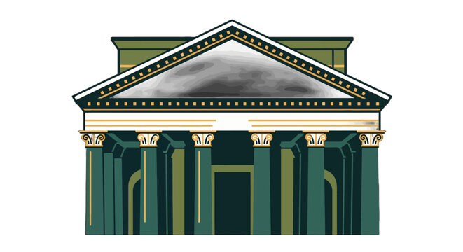 Illustration of Classical Greek Architectural Temple Design.