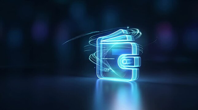 Glowing Digital Wallet Icon with Security Features