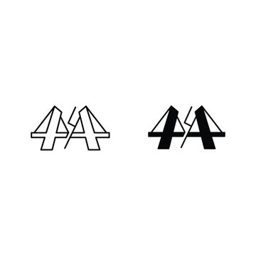 Twin Black Battery Icons Charging Symbol Vector Line Art Illustration