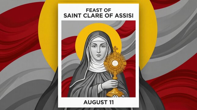 Saint Clare of Assisi Feast Day Icon with Flower