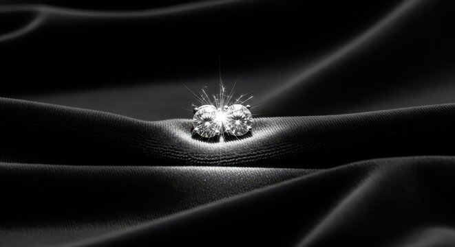 Sparkling Diamond Stud Earrings Displayed on Luxurious Black Silk Fabric