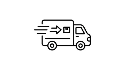 Fototapeta premium Delivery truck icon vector illustration of moving vehicle with parcel symbol