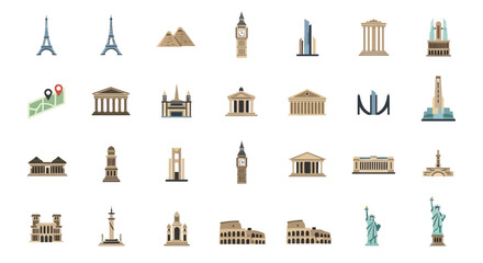 Famous Landmarks Icons Collection © Gurame