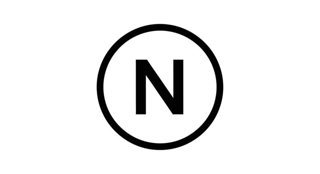 Black Letter N Inside Circle, Minimalist Design, Simple Icon
