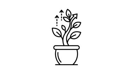 Obraz premium Plant in pot with arrows symbolizing growth and development concept