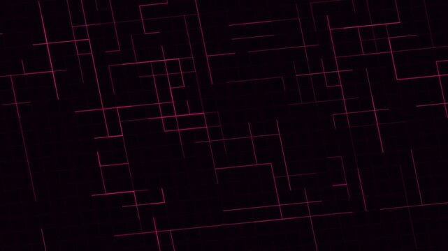 Futuristic neon pink grid lines on black background technology data flow animation