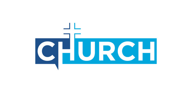 Minimalist church wordmark logo with Christian cross symbol  vector design inspiration